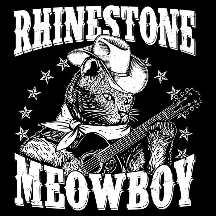 Funny Vintage Rhinestone Meowboy Cowboy Cat Visor