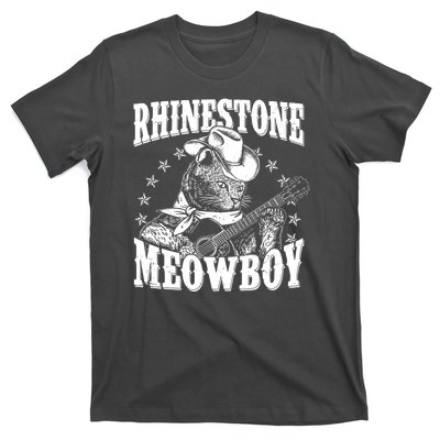 Funny Vintage Rhinestone Meowboy Cowboy Cat T-Shirt