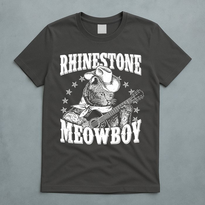Funny Vintage Rhinestone Meowboy Cowboy Cat T-Shirt