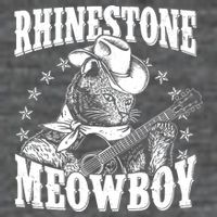 Funny Vintage Rhinestone Meowboy Cowboy Cat T-Shirt