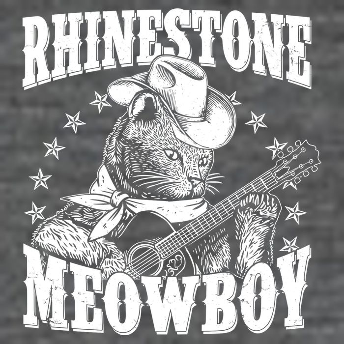 Funny Vintage Rhinestone Meowboy Cowboy Cat T-Shirt