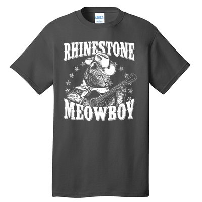 Funny Vintage Rhinestone Meowboy Cowboy Cat Tall T-Shirt