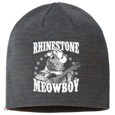 Funny Vintage Rhinestone Meowboy Cowboy Cat Sustainable Beanie