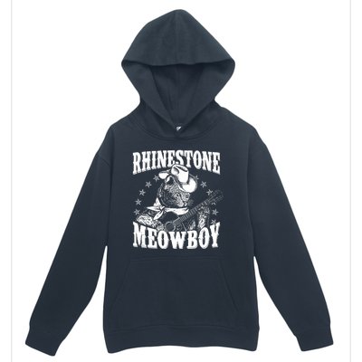 Funny Vintage Rhinestone Meowboy Cowboy Cat Urban Pullover Hoodie