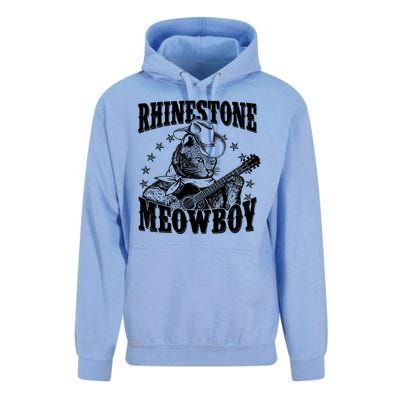 Funny Vintage Rhinestone Meowboy Cowboy Cat Unisex Surf Hoodie