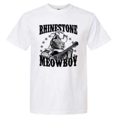 Funny Vintage Rhinestone Meowboy Cowboy Cat Garment-Dyed Heavyweight T-Shirt