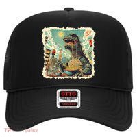 Funny Vintage Retro Japanese Ramen Loving Kaiju Monster High Crown Mesh Back Trucker Hat