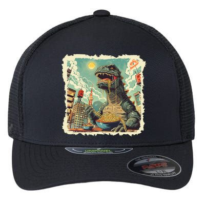 Funny Vintage Retro Japanese Ramen Loving Kaiju Monster Flexfit Unipanel Trucker Cap