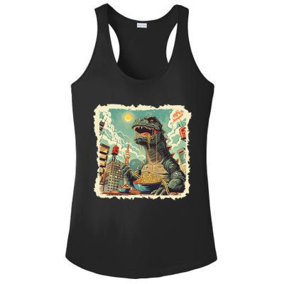 Funny Vintage Retro Japanese Ramen Loving Kaiju Monster Ladies PosiCharge Competitor Racerback Tank