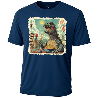 Funny Vintage Retro Japanese Ramen Loving Kaiju Monster Performance Shirt