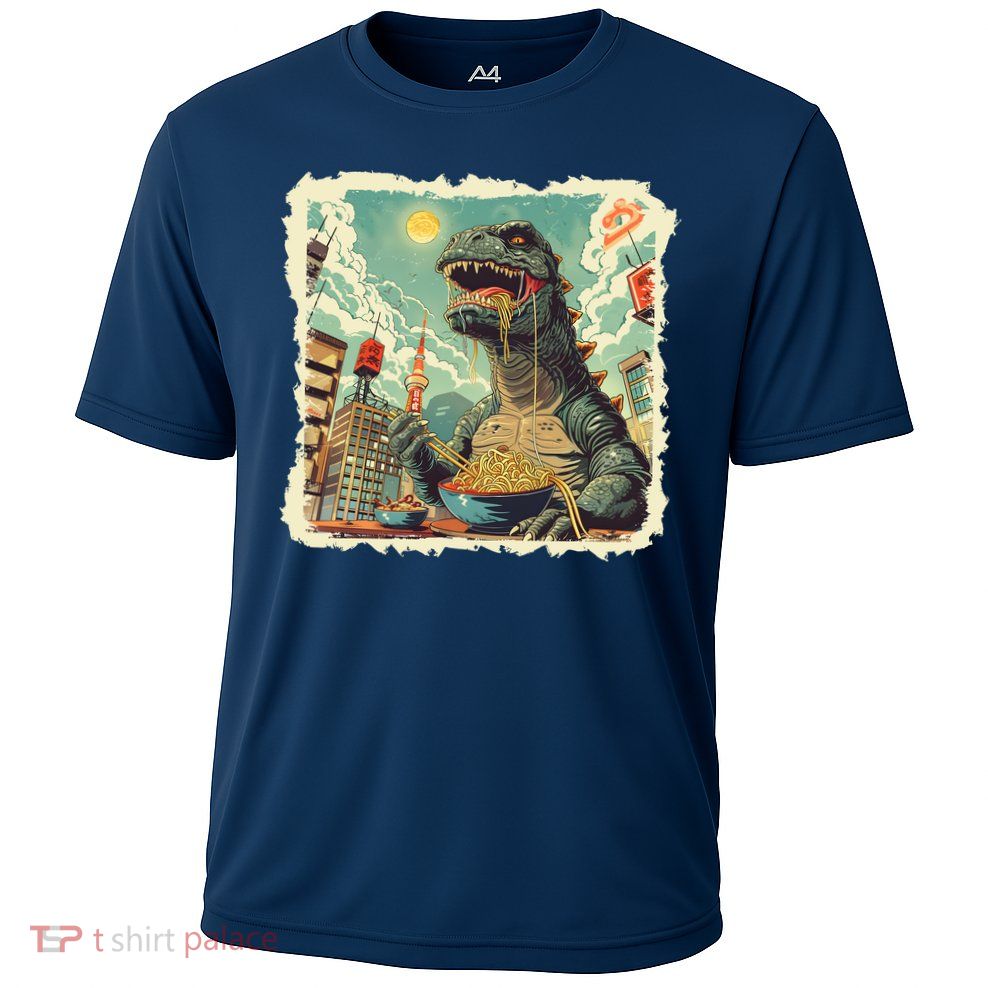 Funny Vintage Retro Japanese Ramen Loving Kaiju Monster Performance Shirt