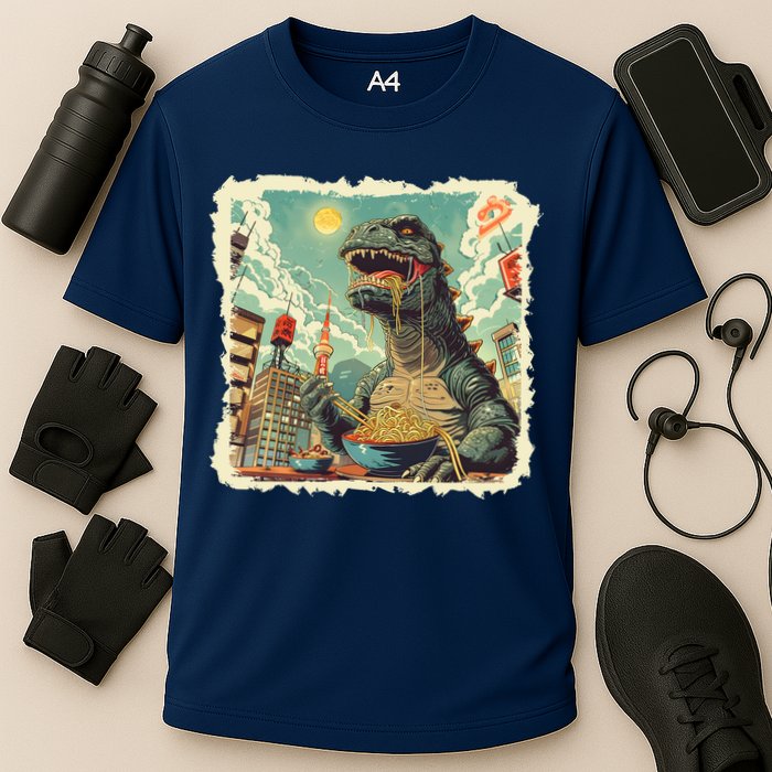 Funny Vintage Retro Japanese Ramen Loving Kaiju Monster Performance Shirt