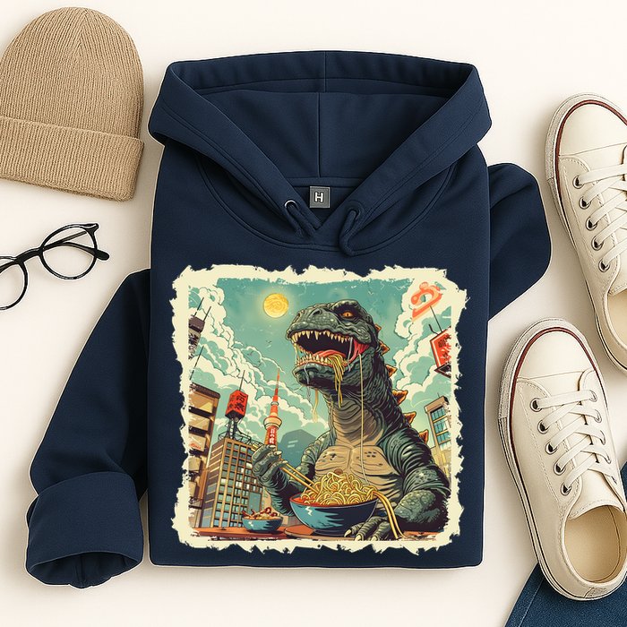 Funny Vintage Retro Japanese Ramen Loving Kaiju Monster Hoodie