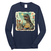 Funny Vintage Retro Japanese Ramen Loving Kaiju Monster Long Sleeve Shirt