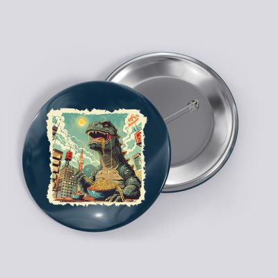 Funny Vintage Retro Japanese Ramen Loving Kaiju Monster Button