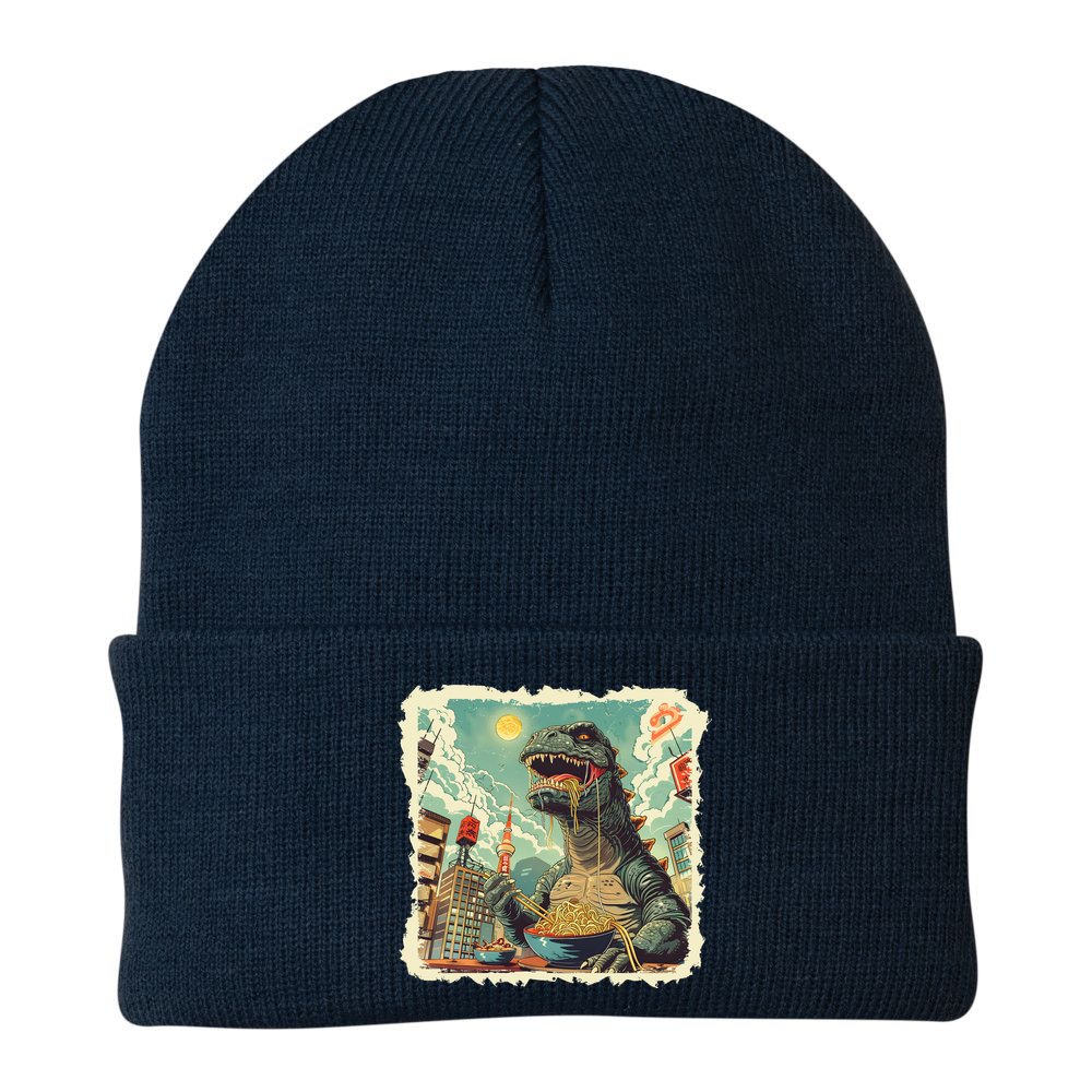 Funny Vintage Retro Japanese Ramen Loving Kaiju Monster Beanie