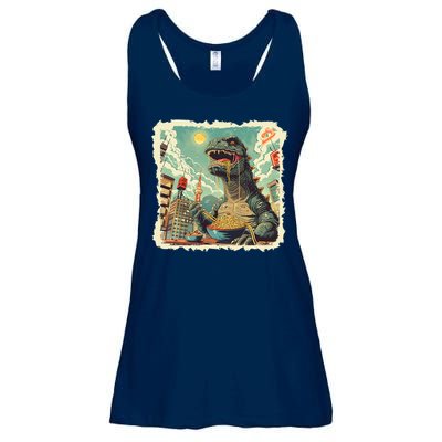Funny Vintage Retro Japanese Ramen Loving Kaiju Monster Ladies Essential Flowy Tank