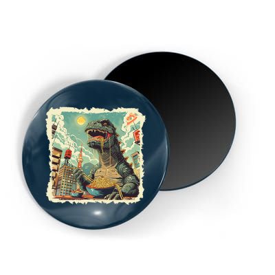 Funny Vintage Retro Japanese Ramen Loving Kaiju Monster Magnet