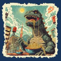 Funny Vintage Retro Japanese Ramen Loving Kaiju Monster Youth Performance Sprint T-Shirt