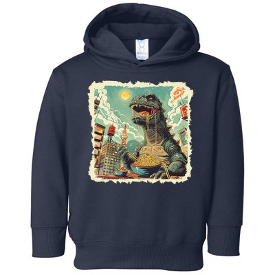 Funny Vintage Retro Japanese Ramen Loving Kaiju Monster Toddler Hoodie