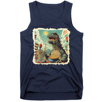 Funny Vintage Retro Japanese Ramen Loving Kaiju Monster Tank Top