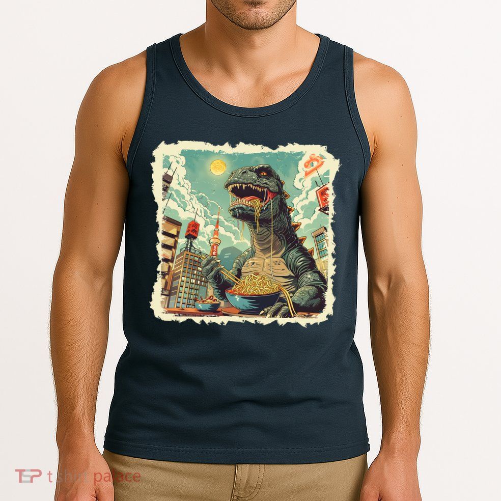 Funny Vintage Retro Japanese Ramen Loving Kaiju Monster Tank Top
