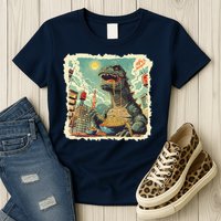 Funny Vintage Retro Japanese Ramen Loving Kaiju Monster Womens T-Shirt