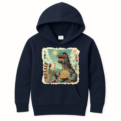 Funny Vintage Retro Japanese Ramen Loving Kaiju Monster Kids Hoodie