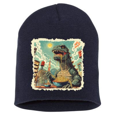 Funny Vintage Retro Japanese Ramen Loving Kaiju Monster Short Acrylic Beanie
