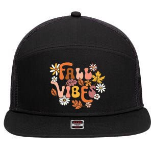 Fall Vibes Retro Groovy Fall Season Retro Leopard Autumn 7 Panel Mesh Trucker Snapback Hat