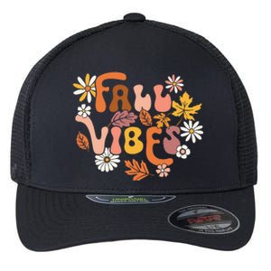 Fall Vibes Retro Groovy Fall Season Retro Leopard Autumn Flexfit Unipanel Trucker Cap