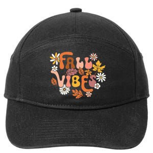 Fall Vibes Retro Groovy Fall Season Retro Leopard Autumn 7-Panel Snapback Hat