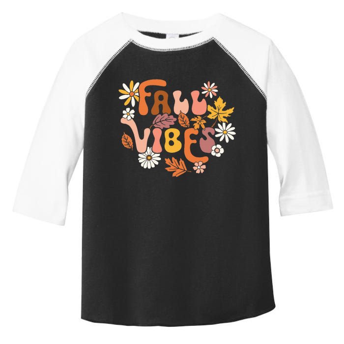 Fall Vibes Retro Groovy Fall Season Retro Leopard Autumn Toddler Fine Jersey T-Shirt