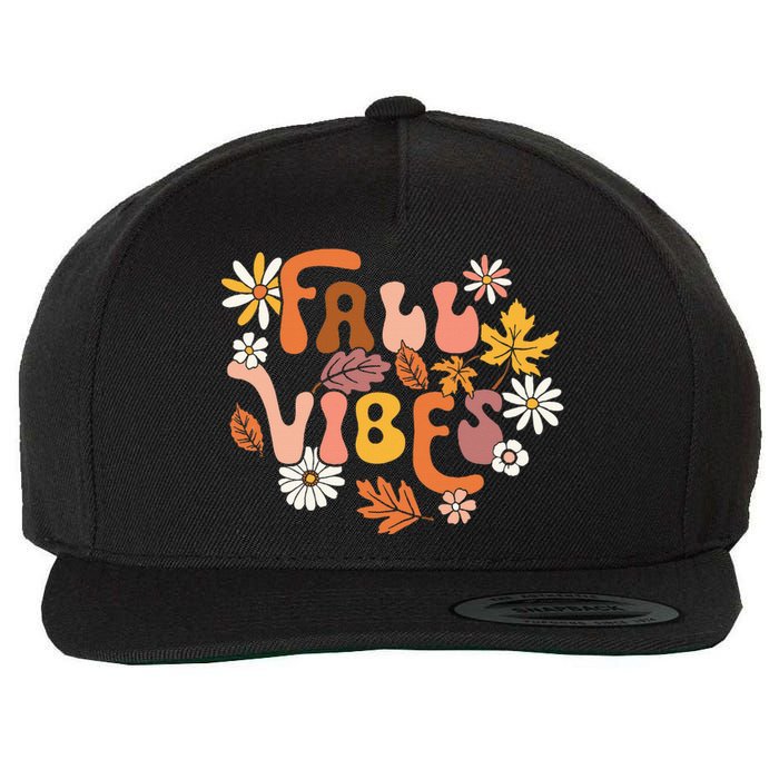 Fall Vibes Retro Groovy Fall Season Retro Leopard Autumn Wool Snapback Cap