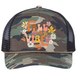 Fall Vibes Retro Groovy Fall Season Retro Leopard Autumn Retro Rope Trucker Hat Cap