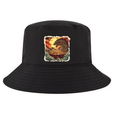 Funny Vintage Retro Japanese Great Wave Ramen Kaiju Monster Cool Comfort Performance Bucket Hat