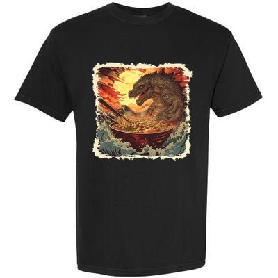 Funny Vintage Retro Japanese Great Wave Ramen Kaiju Monster Garment-Dyed Heavyweight T-Shirt