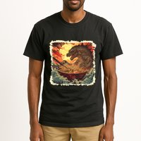 Funny Vintage Retro Japanese Great Wave Ramen Kaiju Monster Tall T-Shirt