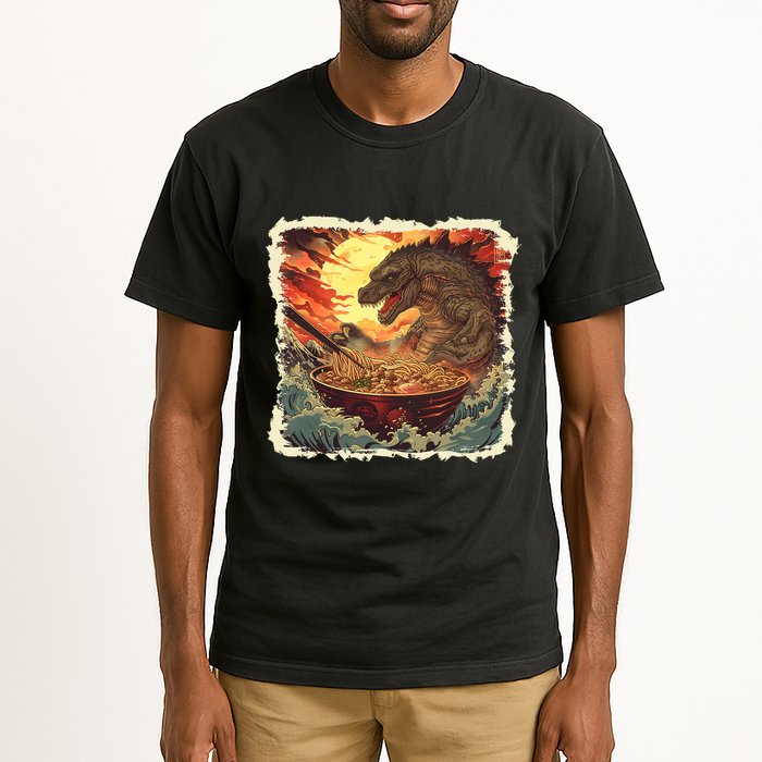 Funny Vintage Retro Japanese Great Wave Ramen Kaiju Monster Tall T-Shirt