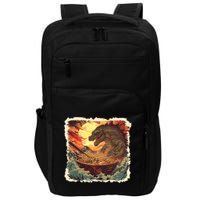 Funny Vintage Retro Japanese Great Wave Ramen Kaiju Monster Impact Tech Backpack