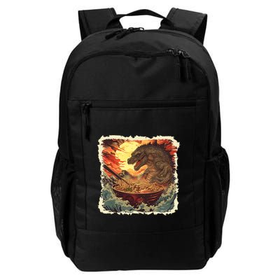 Funny Vintage Retro Japanese Great Wave Ramen Kaiju Monster Backpack
