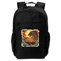 Funny Vintage Retro Japanese Great Wave Ramen Kaiju Monster Backpack