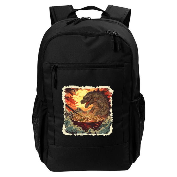 Funny Vintage Retro Japanese Great Wave Ramen Kaiju Monster Backpack