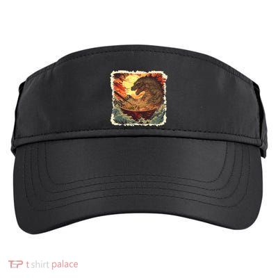 Funny Vintage Retro Japanese Great Wave Ramen Kaiju Monster Adult Drive Performance Visor