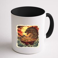 Funny Vintage Retro Japanese Great Wave Ramen Kaiju Monster Mug