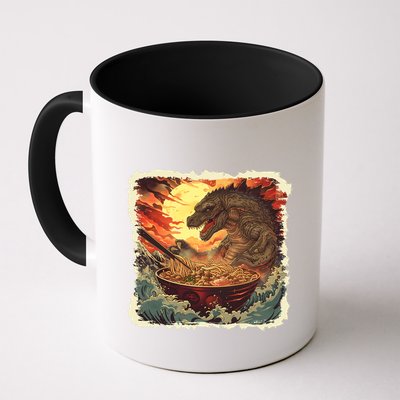 Funny Vintage Retro Japanese Great Wave Ramen Kaiju Monster Mug