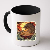 Funny Vintage Retro Japanese Great Wave Ramen Kaiju Monster Mug