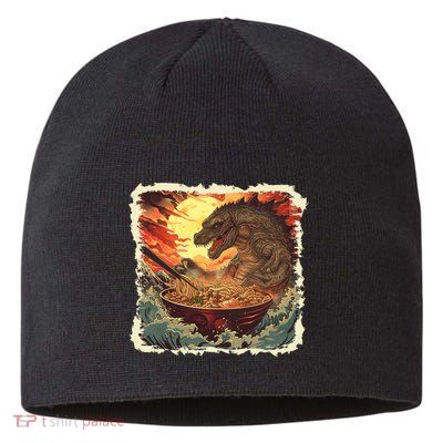 Funny Vintage Retro Japanese Great Wave Ramen Kaiju Monster Sustainable Beanie