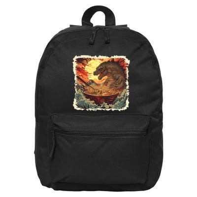 Funny Vintage Retro Japanese Great Wave Ramen Kaiju Monster 16 in Basic Backpack