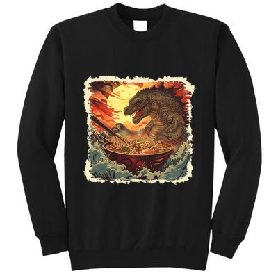 Funny Vintage Retro Japanese Great Wave Ramen Kaiju Monster Tall Sweatshirt